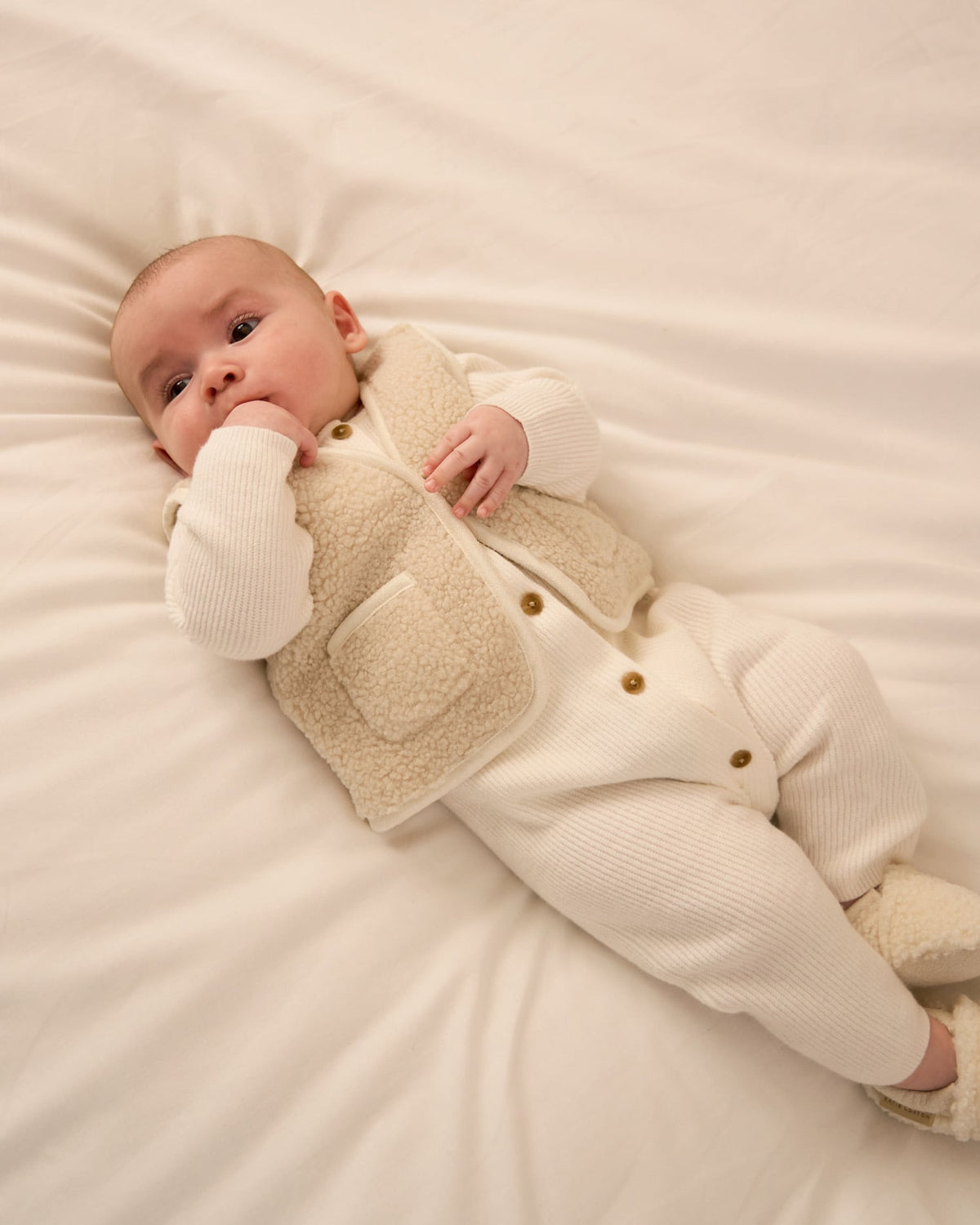 Borg Baby Gilet in Off White