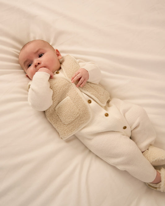 Borg Baby Gilet in Off White