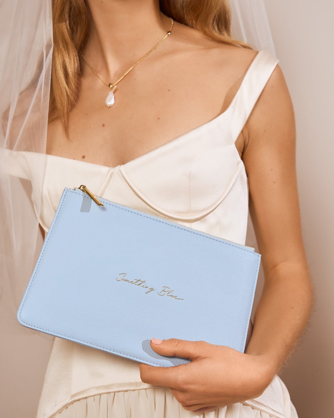 Bridal Sentiment Pouch 'Something Blue' in Powder Blue