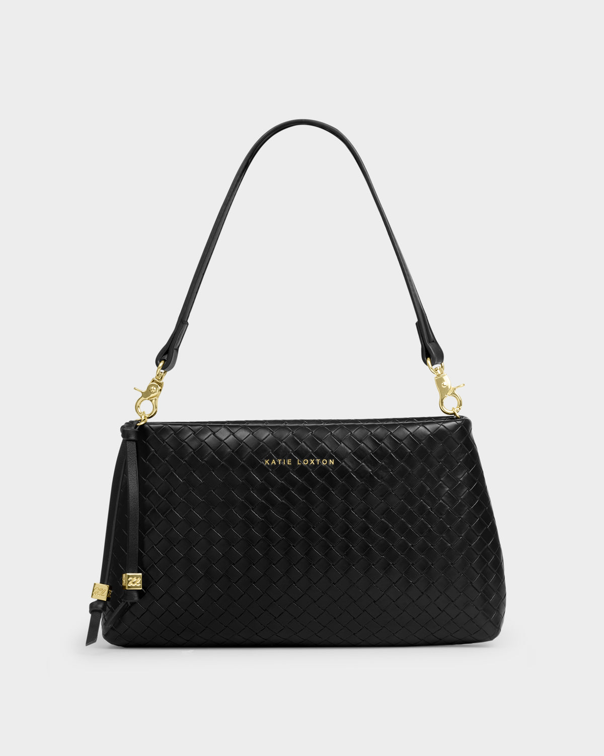 Nova Woven Small Shoulder Bag in Black