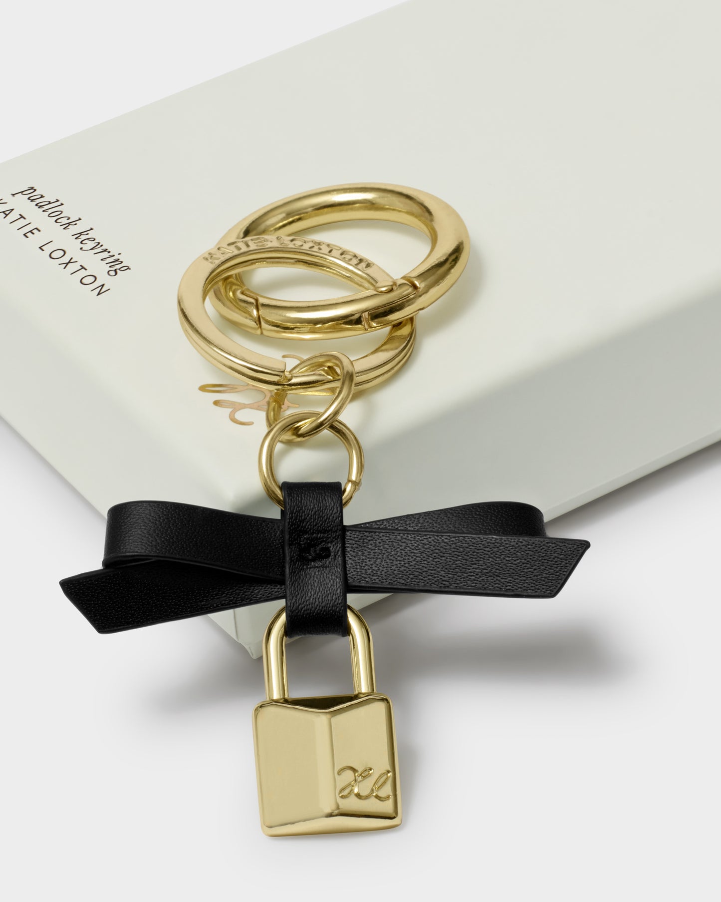 Bow Padlock Boxed Keyring in Black
