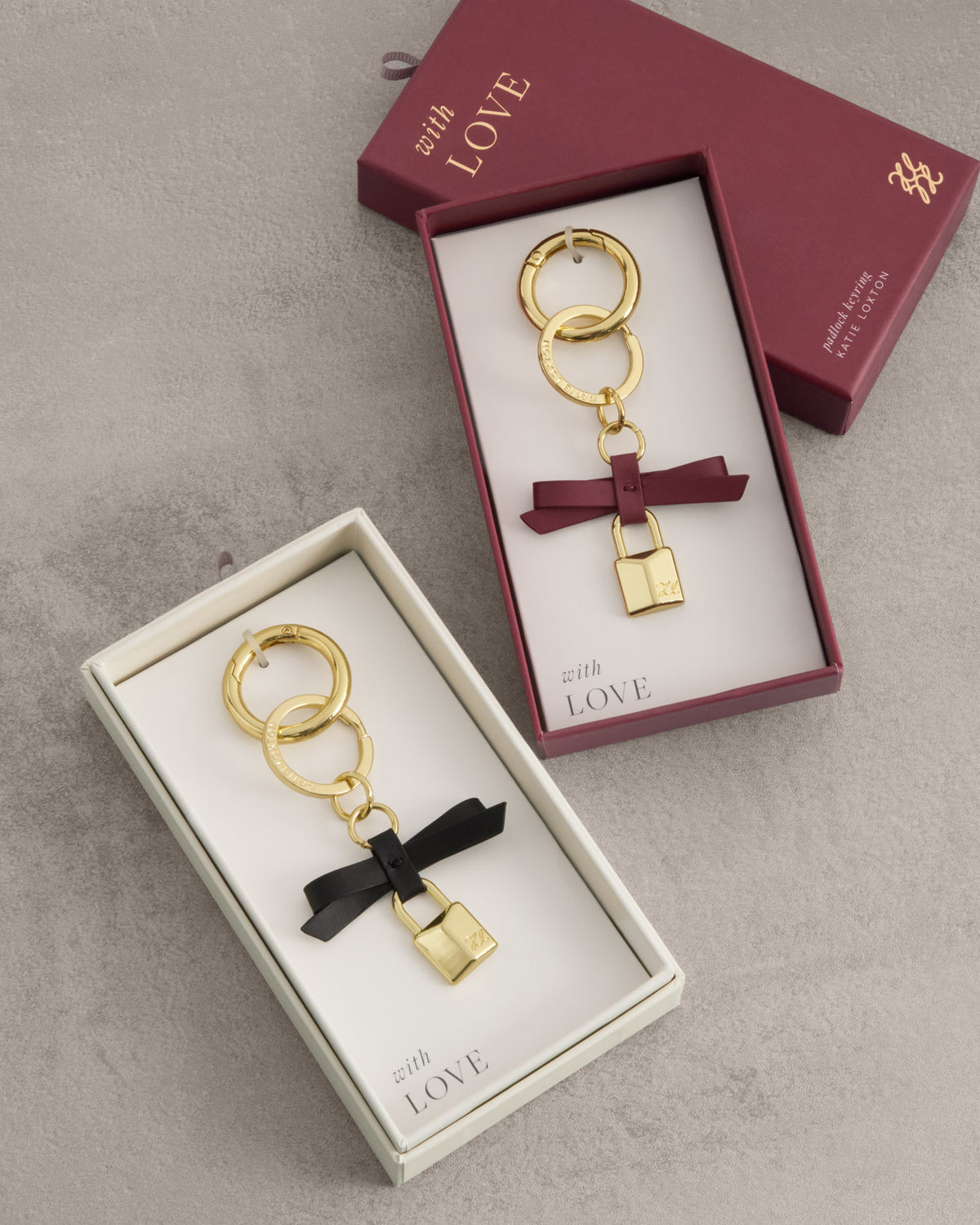 Bow Padlock Boxed Keyring in Cherry