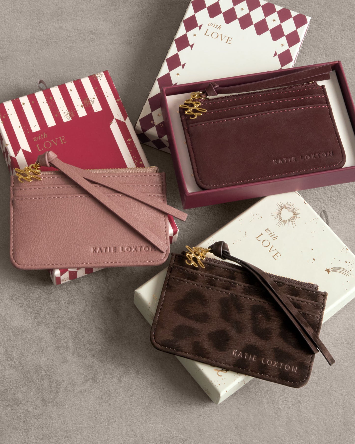 Gift Boxed Coin and Card Holder in Deep Rose