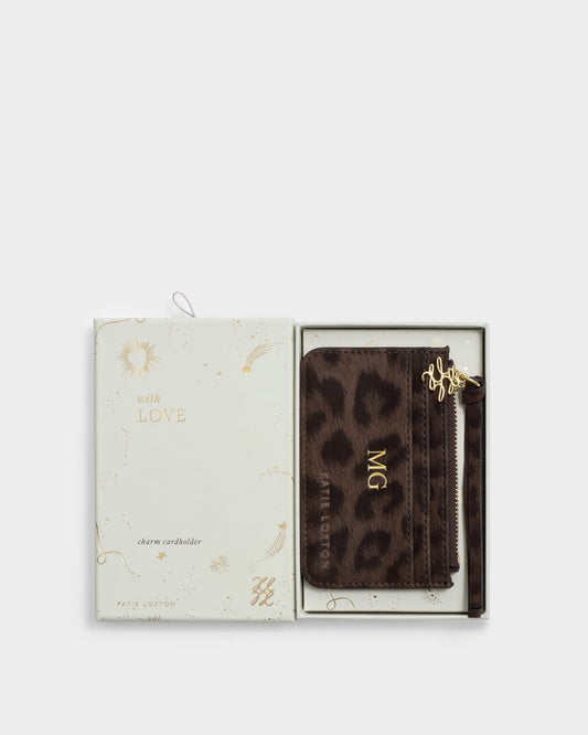 Gift Boxed Coin and Card Holder in Chocolate Leopard