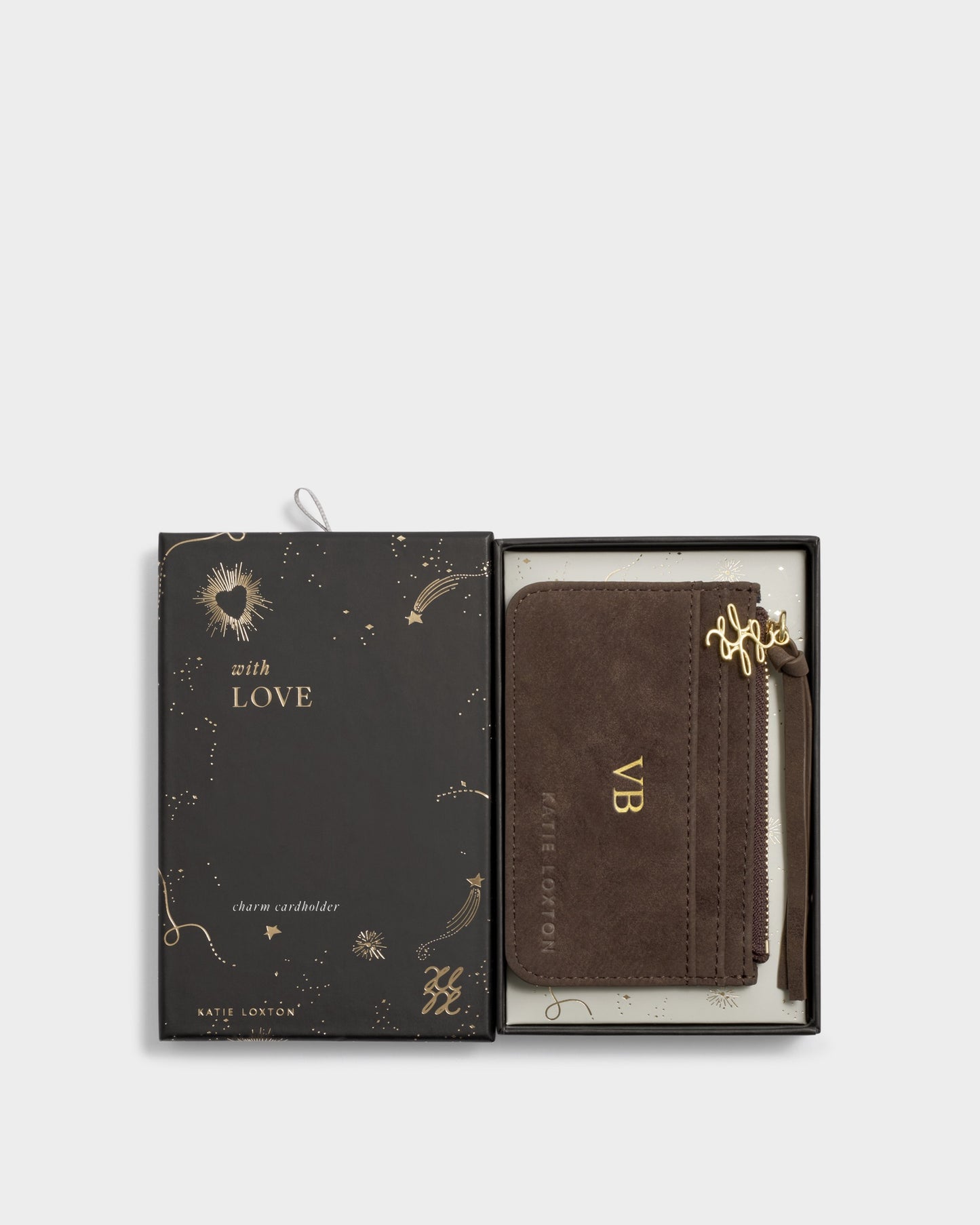 Gift Boxed Suedette Coin and Card Holder in Chocolate