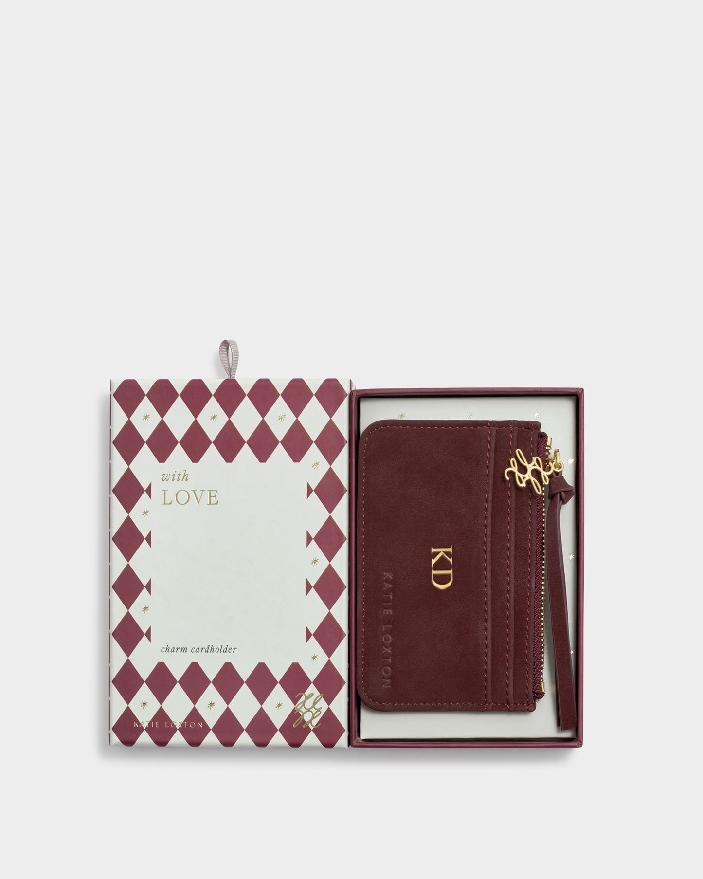 Gift Boxed Suedette Coin and Card Holder in Cherry
