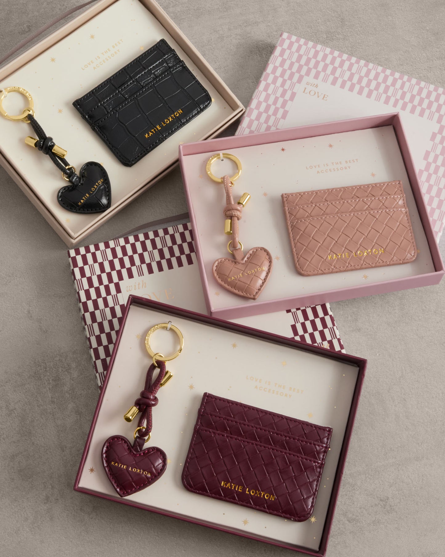 Gift Boxed Woven Keyring and Card Holder in Nude Pink
