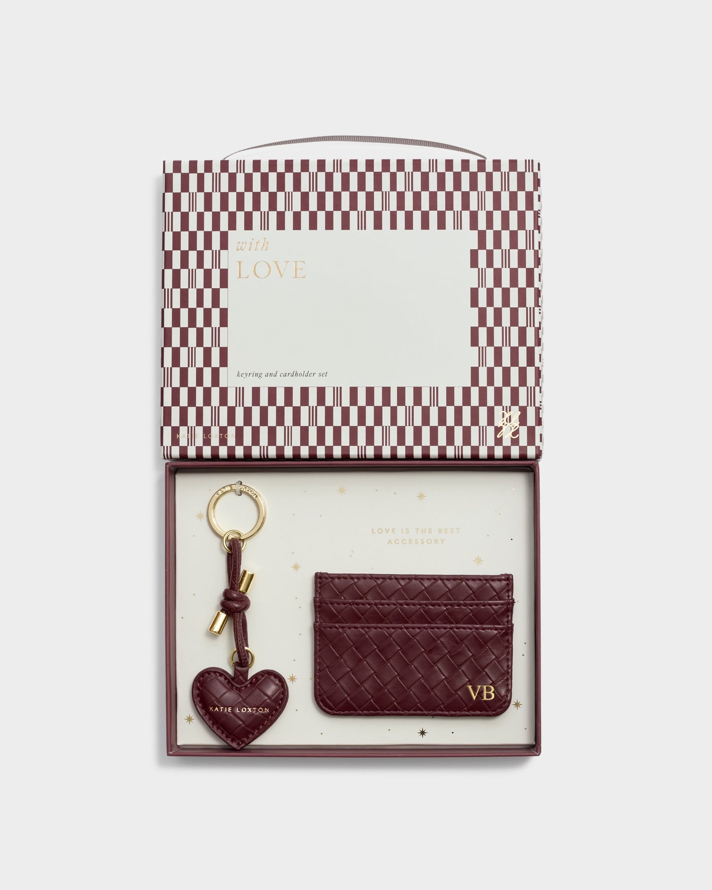 Gift Boxed Woven Keyring and Card Holder in Cherry
