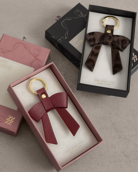 Boxed Bow Keyring ‘You Make My Life Bow-tiful’ in Cherry