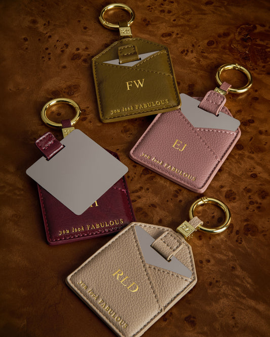 Boxed Mirror Keyring 'You Look Fabulous' in Deep Rose