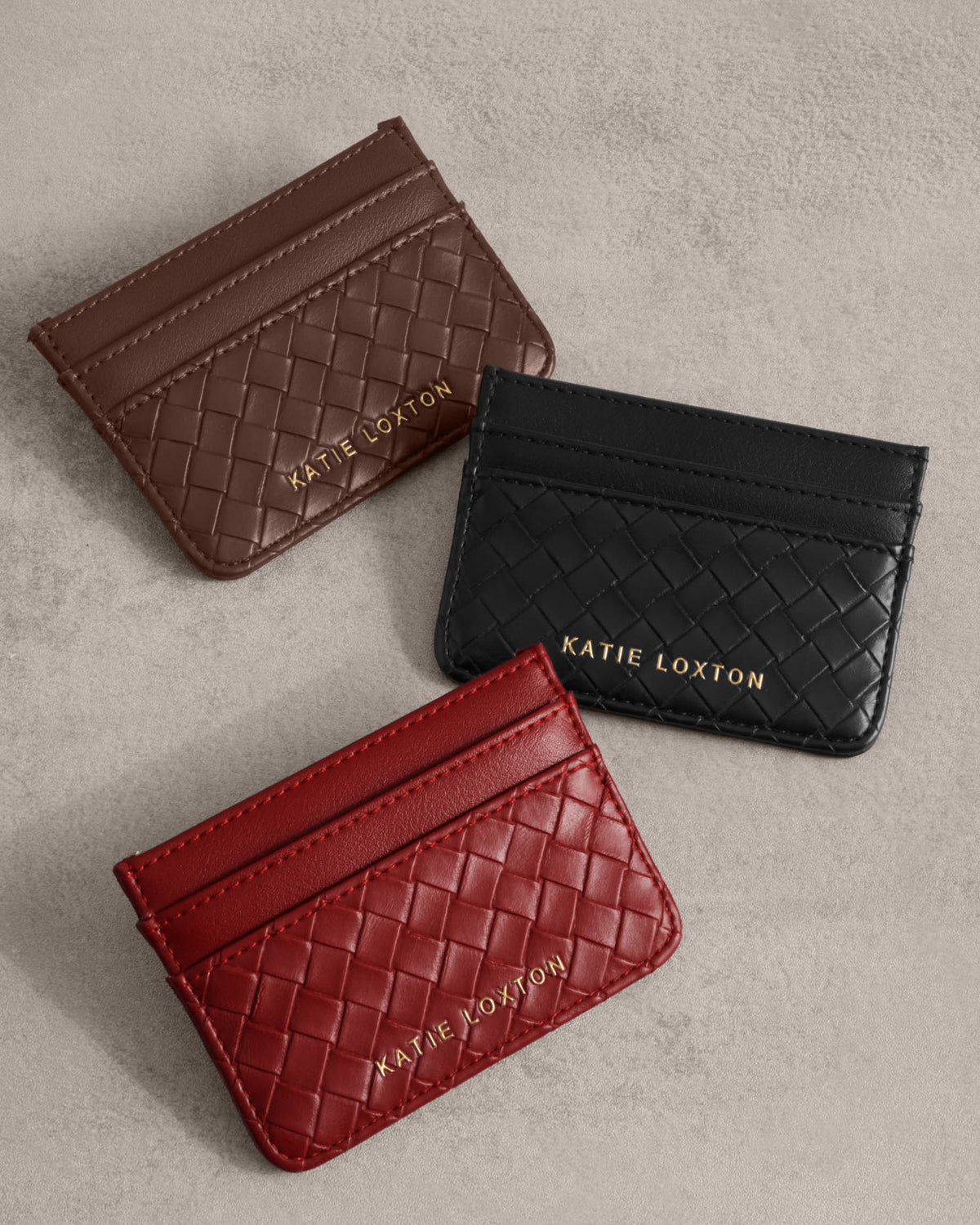 Nova Woven Texture Card Holder In Crimson