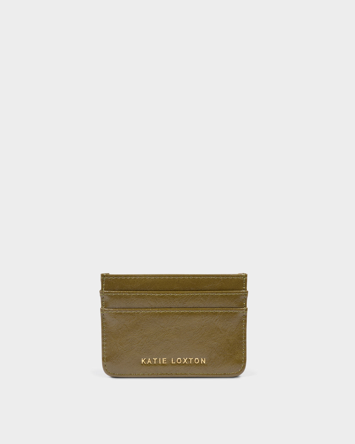 Avery Patent Crackle Card Holder in Deep Olive