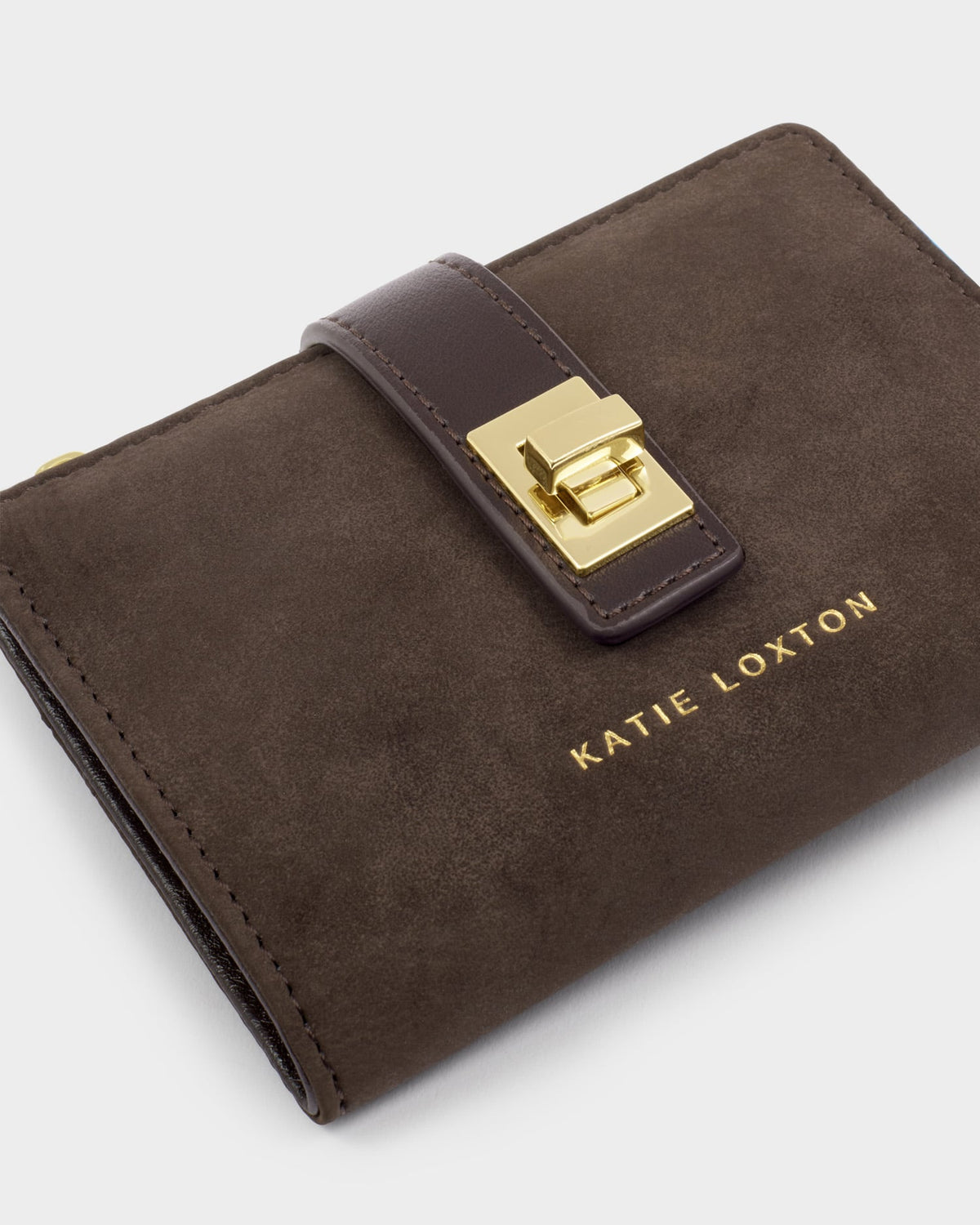Orin Suedette Twist Lock Purse in Bitter Chocolate