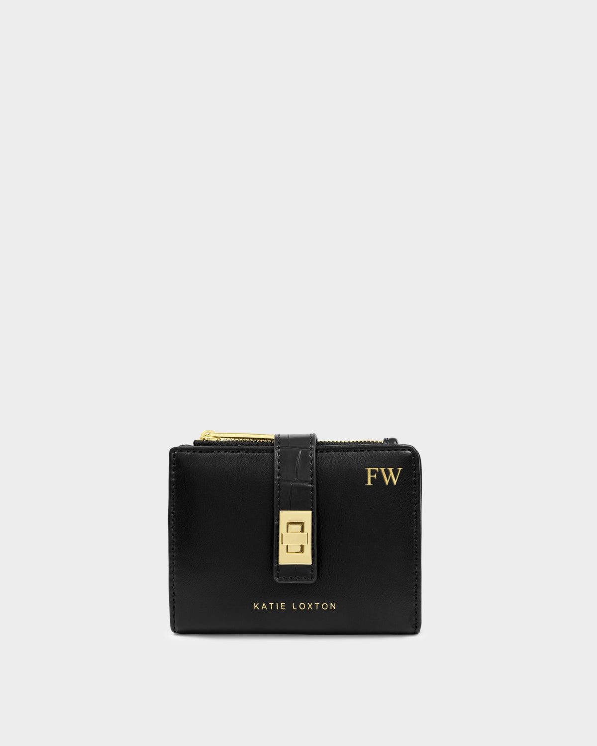 Orin Twist Lock Purse in Black Faux Croc
