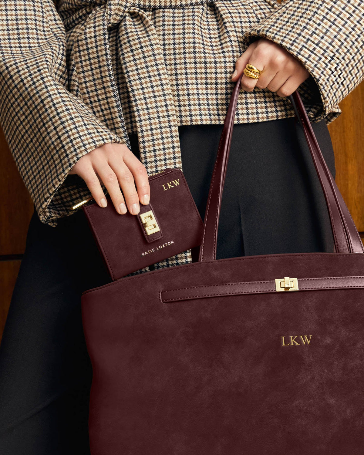 Orin Suedette Twist Lock Purse in Cherry