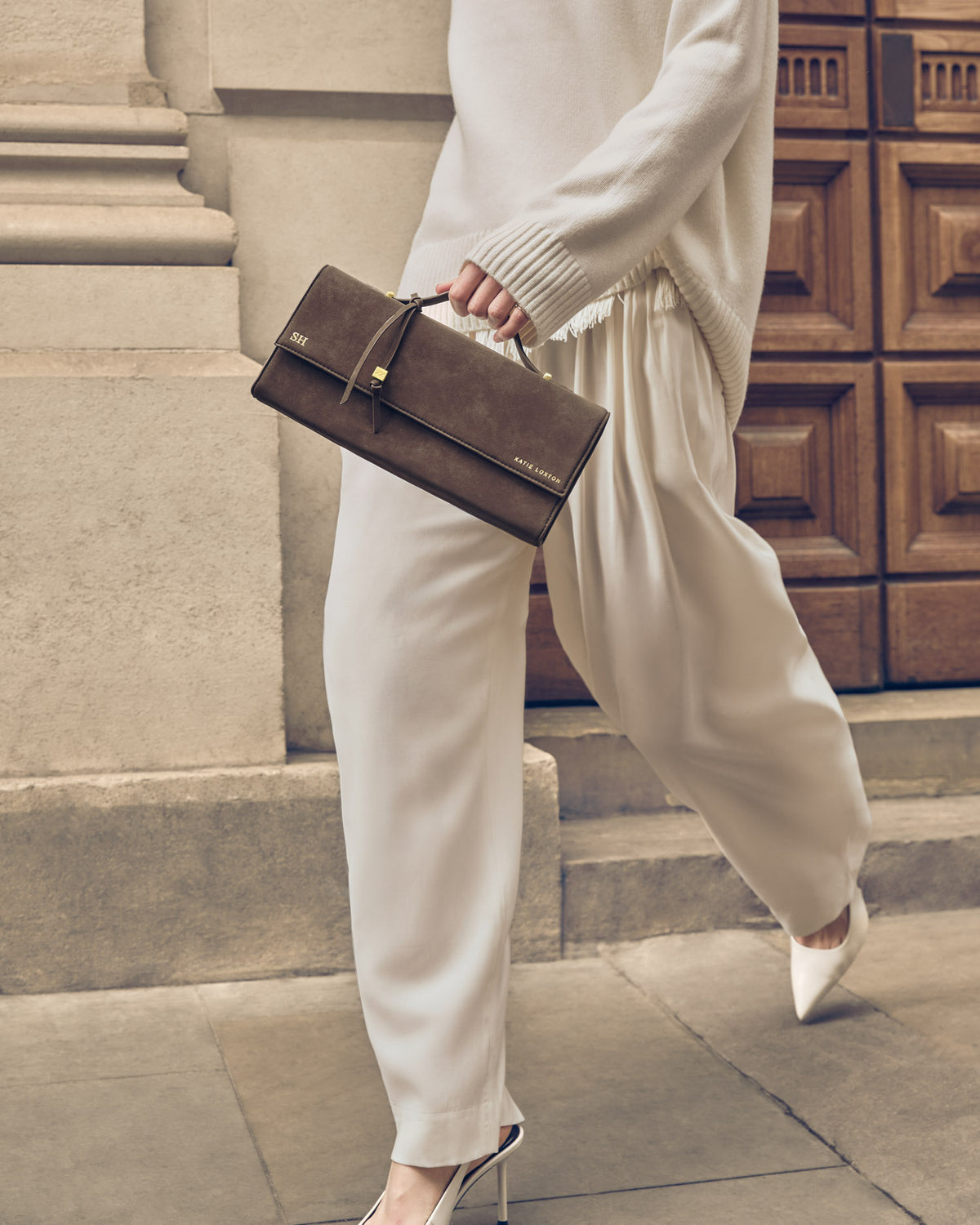 Alma Suedette Clutch in Bitter Chocolate