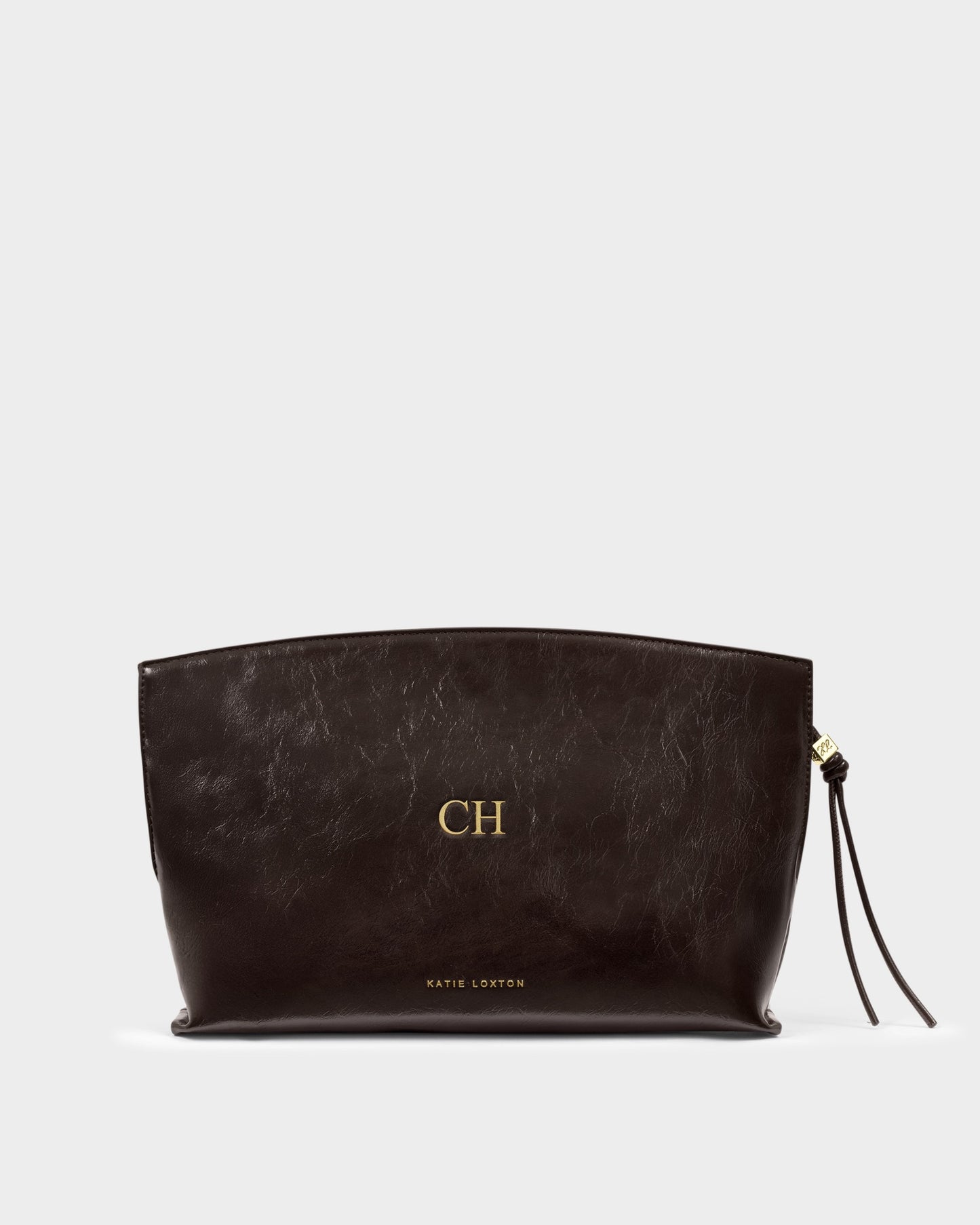 Freya Patent Crackle Clutch in Bitter Chocolate