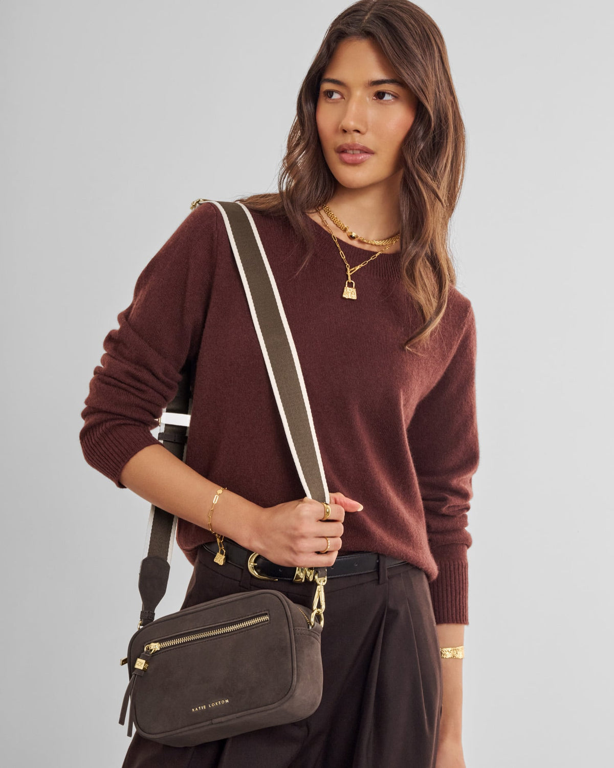 Lottie Suedette Crossbody Bag in Chocolate