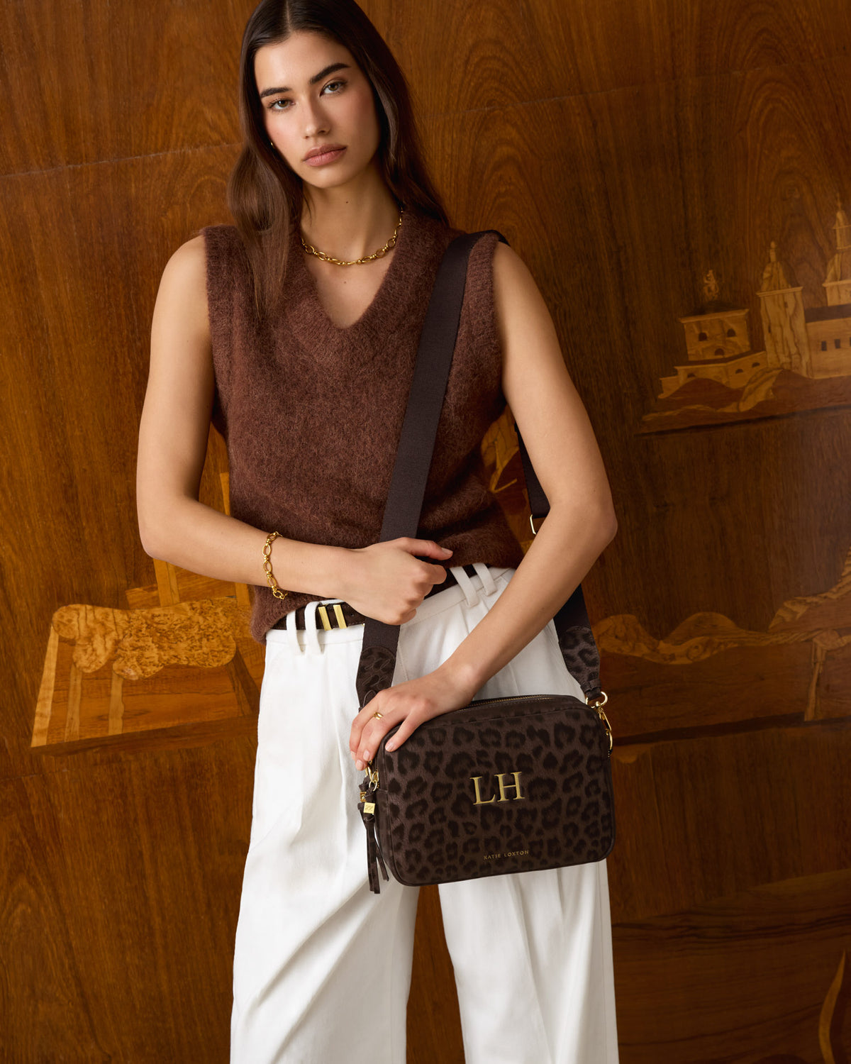 Lottie Large Crossbody Bag in Chocolate Leopard