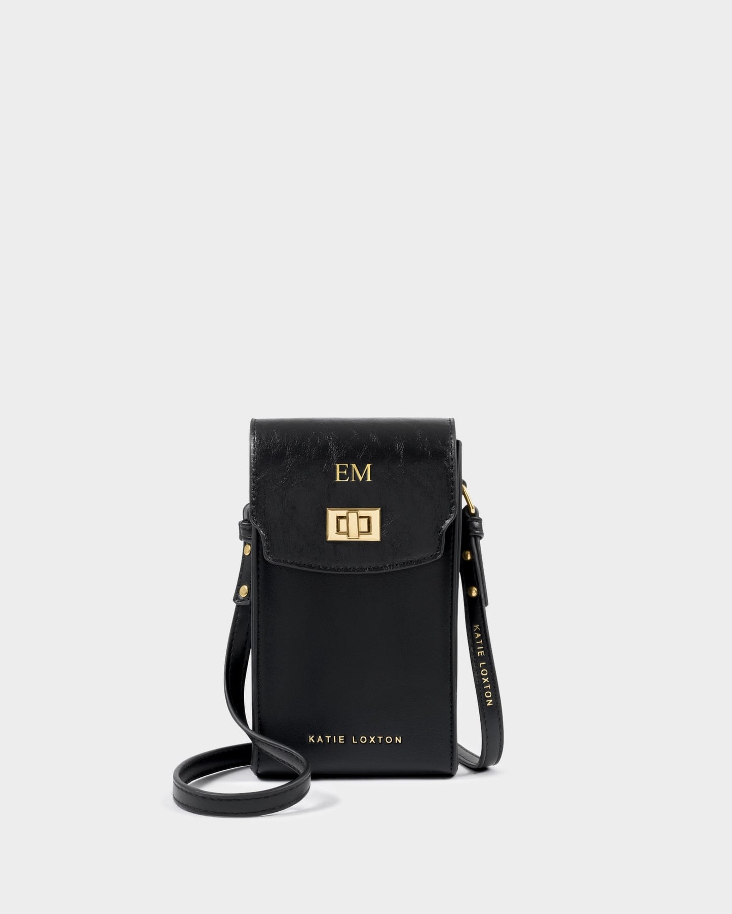 Orin Twist Lock Distressed Slim Bag in Black