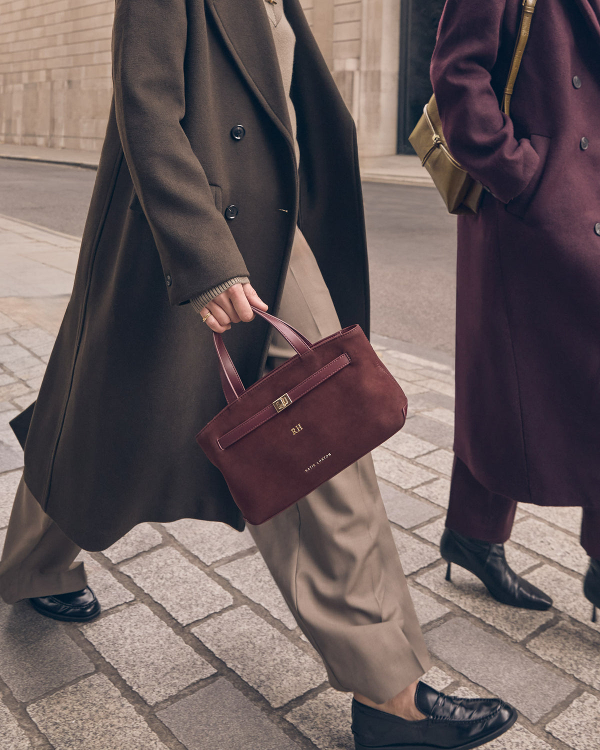 Orin Top Handle Suedette Crossbody Bag in Cherry