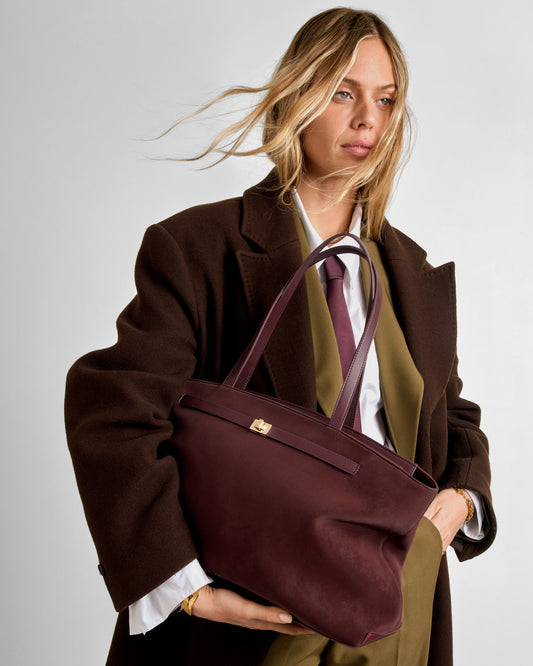 Orin Suedette Tote Bag in Cherry