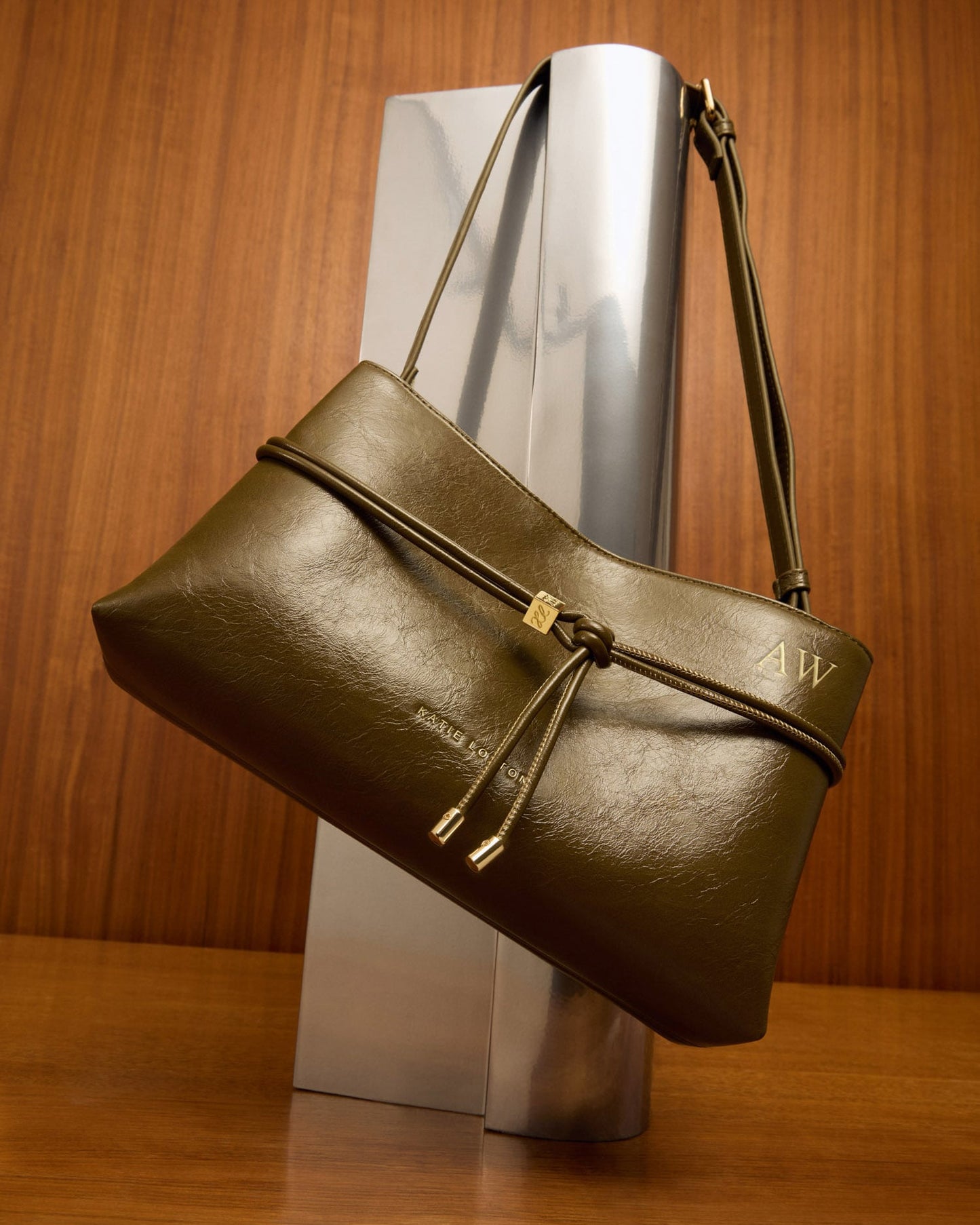 Lori Patent Crackle Crossbody Bag in Deep Olive