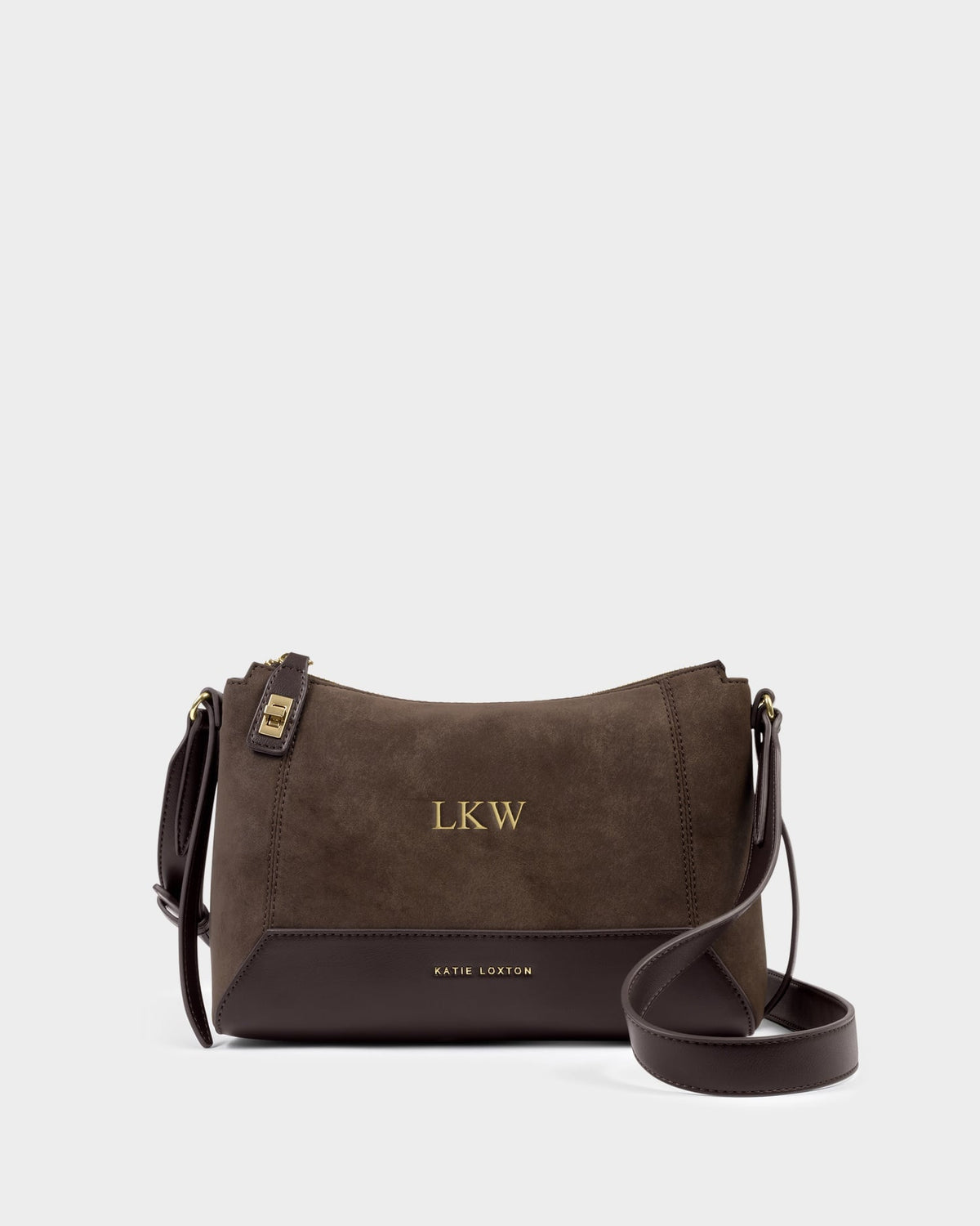 Charlbury Suedette Crossbody Bag in Bitter Chocolate