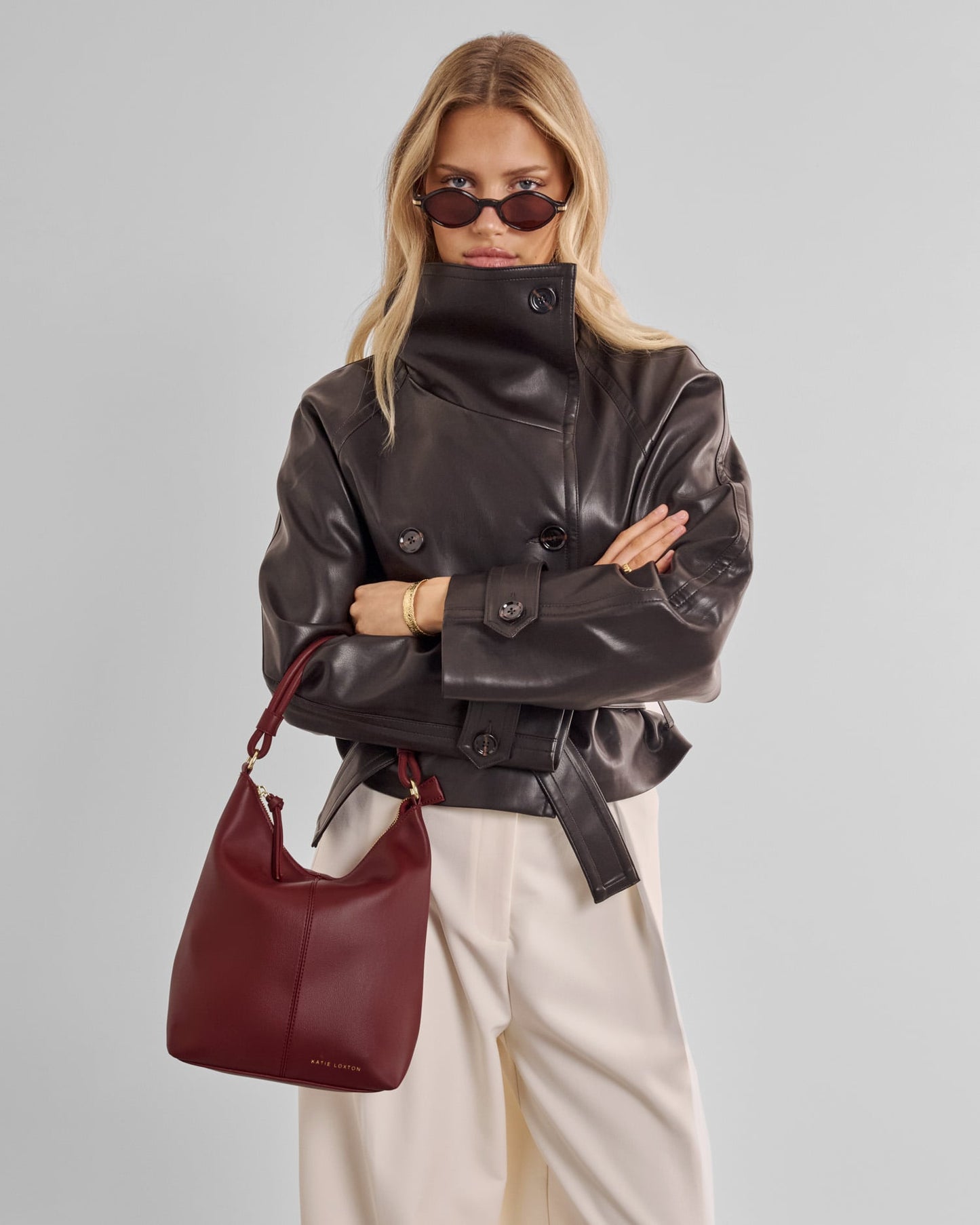 Hallie Satchel Bag in Cherry