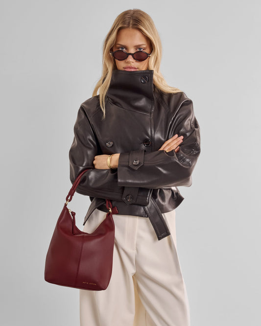 Hallie Satchel Bag in Cherry