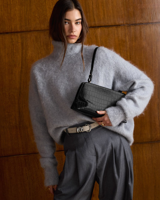 Estelle Multiway Bag in Black Faux Croc