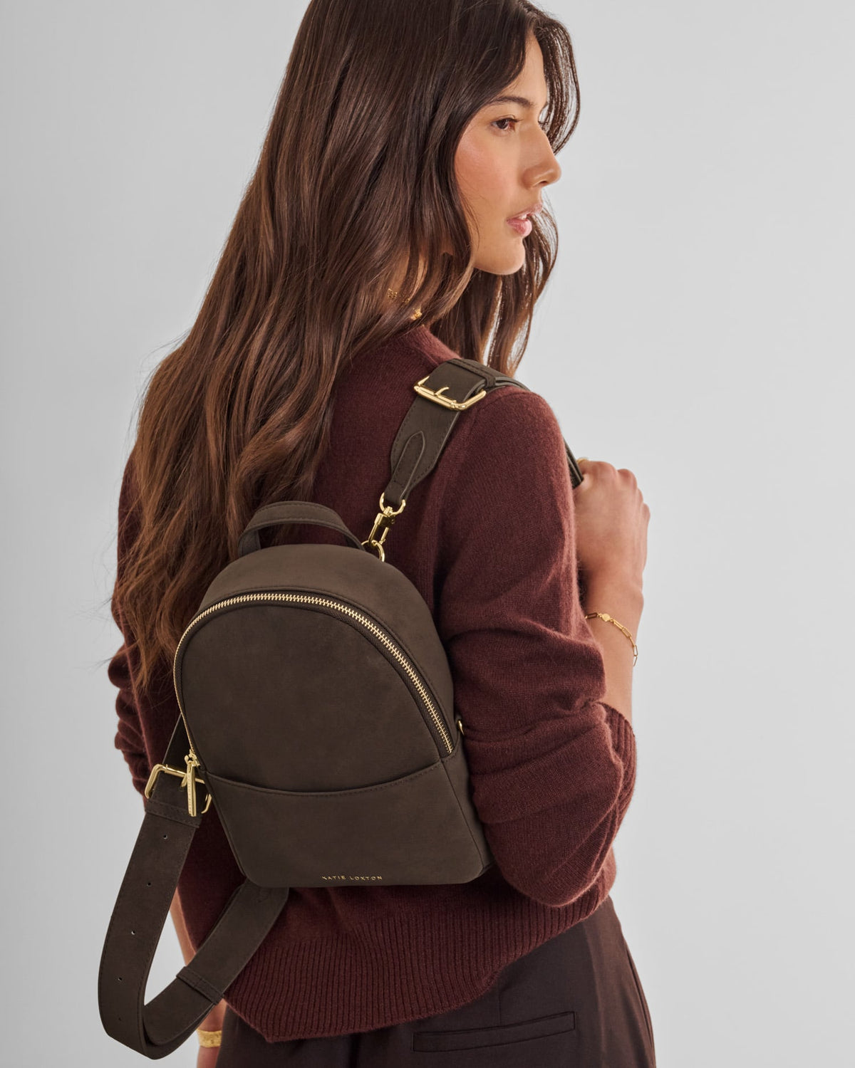 Mika Small Suedette Backpack in Bitter Chocolate