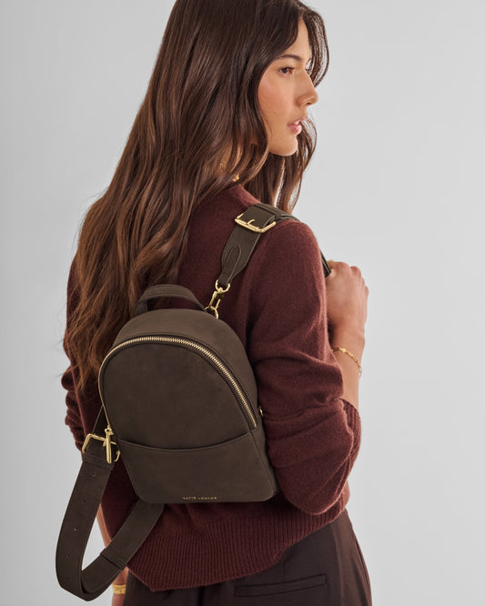 Mika Small Suedette Backpack in Bitter Chocolate