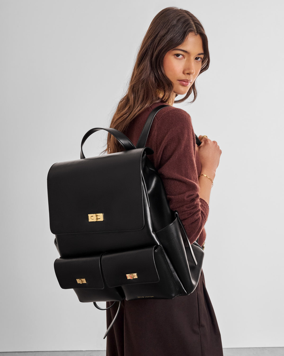 Tara Twist Lock Backpack in Black