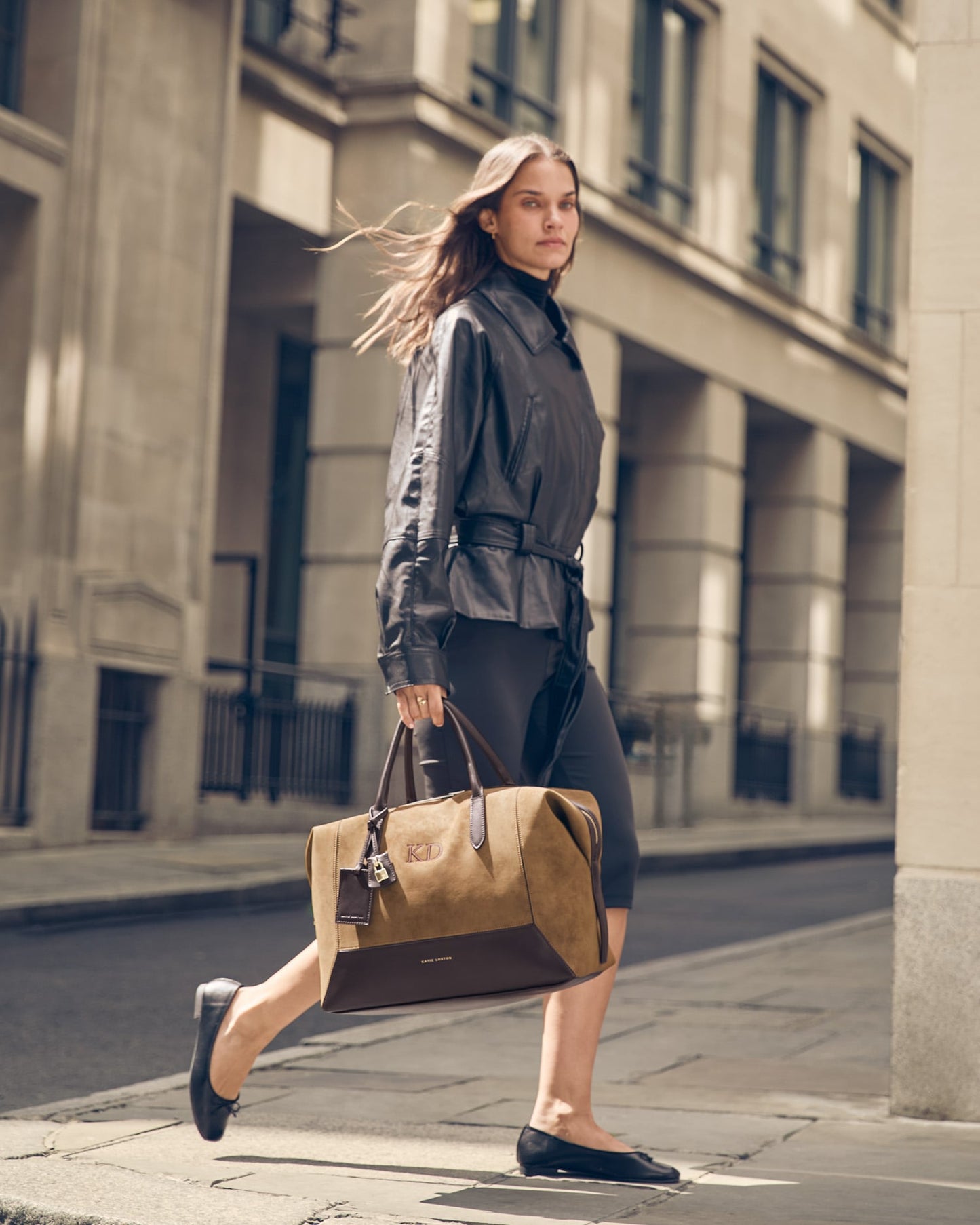Charlbury Suedette Cabin Bag in Caramel and Chocolate