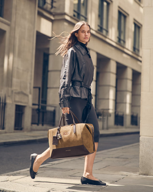 Charlbury Suedette Cabin Bag in Caramel and Chocolate
