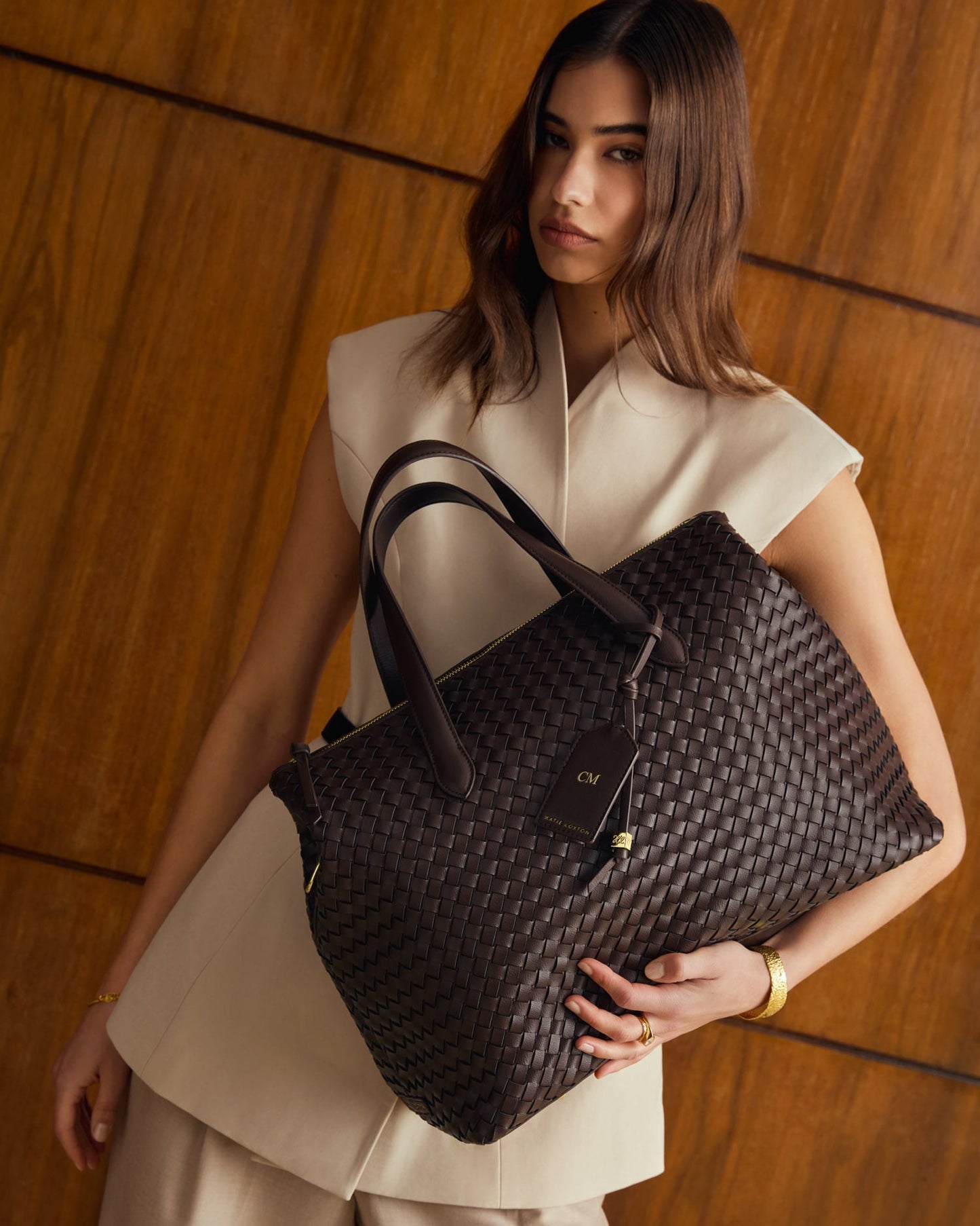 Milan Hand Woven Cabin Bag in Chocolate