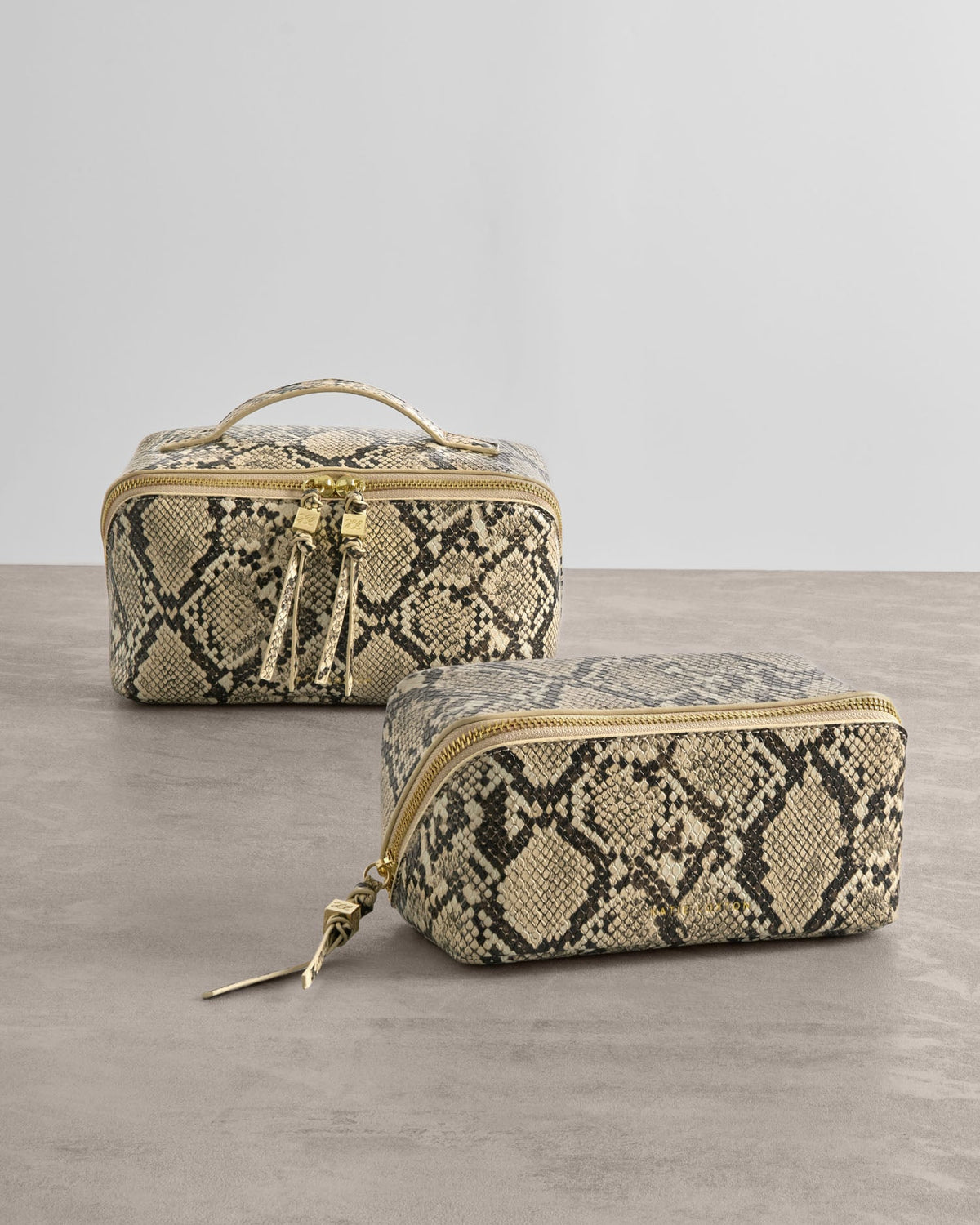 Fold-Out Mirror Makeup Bag in Faux Snake