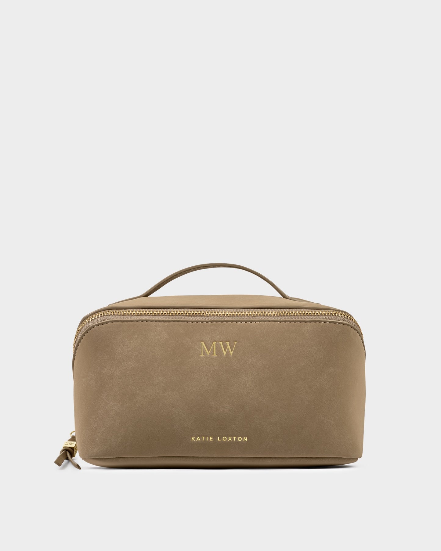 Soho Suedette Medium Makeup and Wash Bag in Taupe