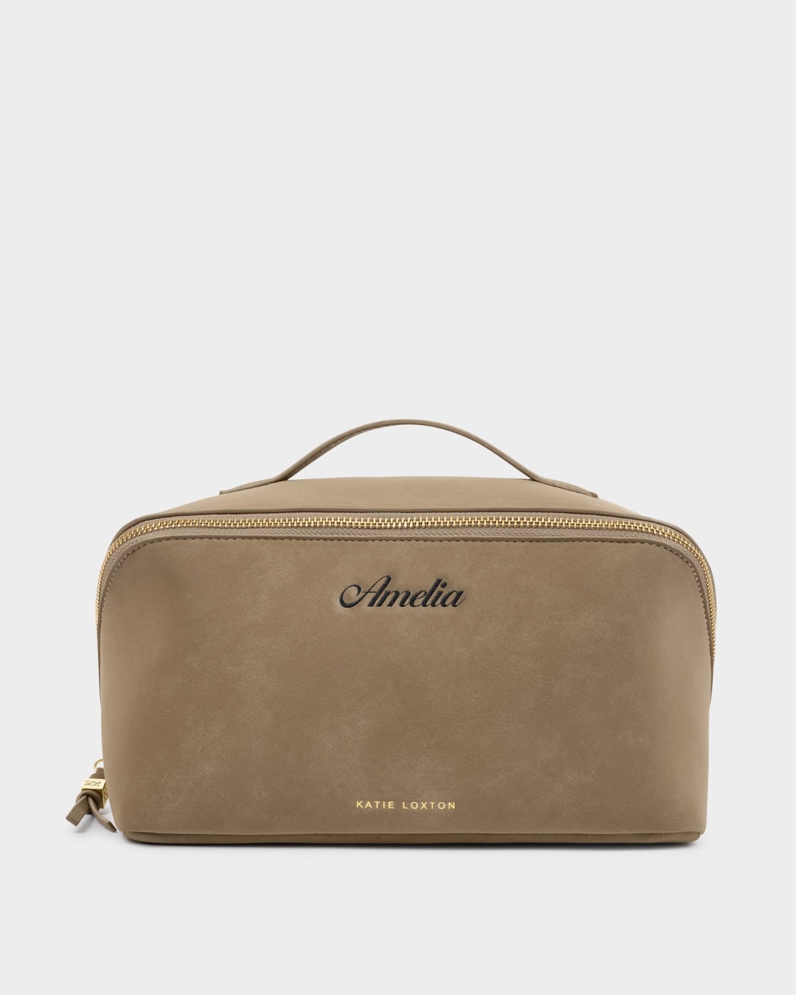 Soho Suedette Large Makeup and Wash Bag in Taupe