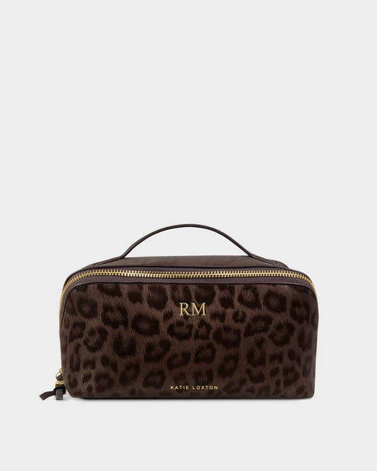 Soho Medium Makeup and Wash Bag in Chocolate Leopard