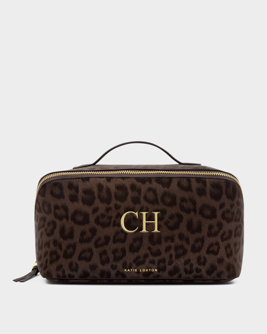 Soho Large Makeup and Wash Bag in Chocolate Leopard