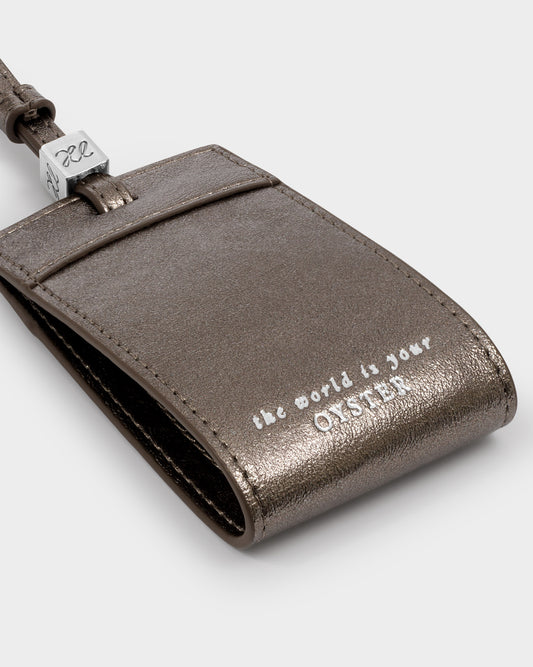 Luggage Tag 'The World Is Your Oyster' in Pewter