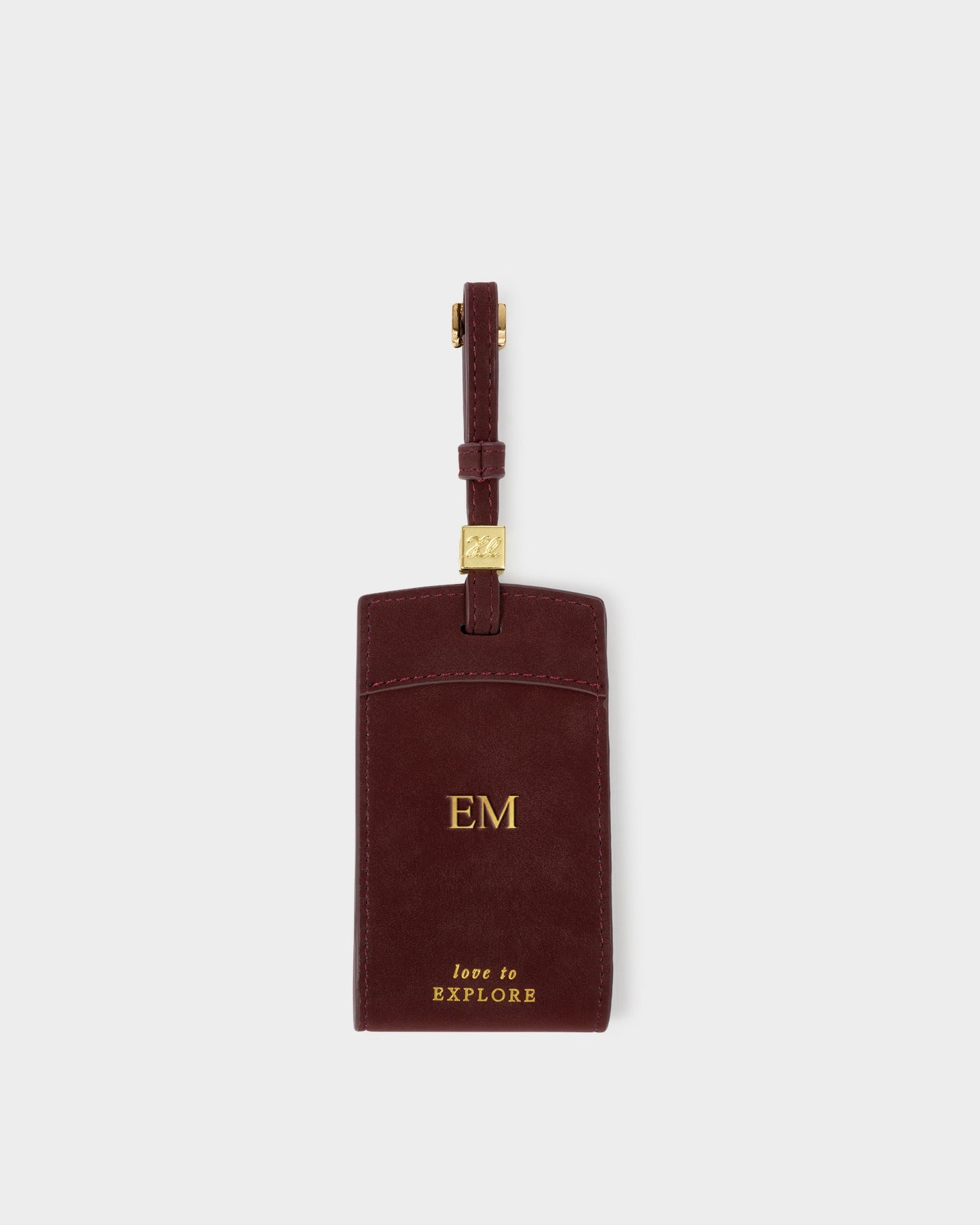 Suedette Luggage Tag 'Love To Explore' in Cherry
