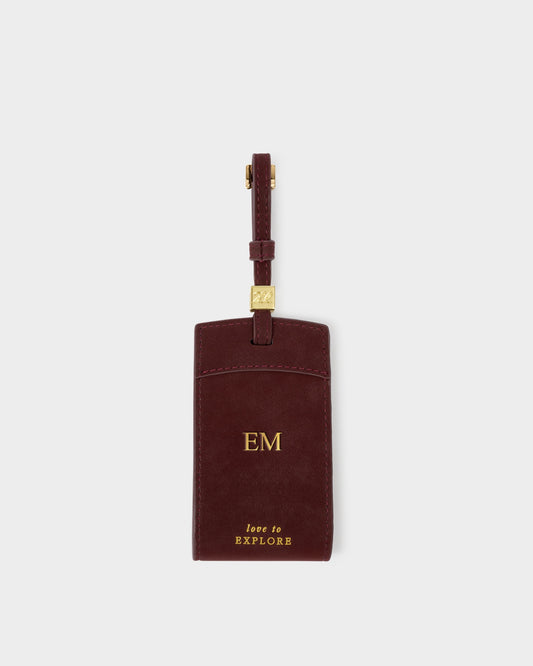 Suedette Luggage Tag 'Love To Explore' in Cherry