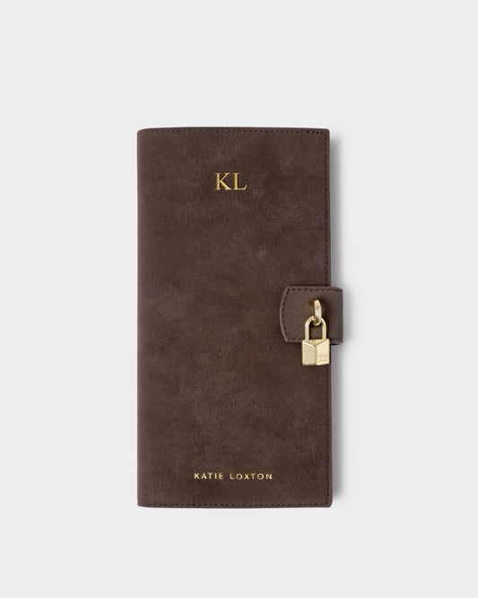 Charlbury Suedette Travel Wallet in Chocolate