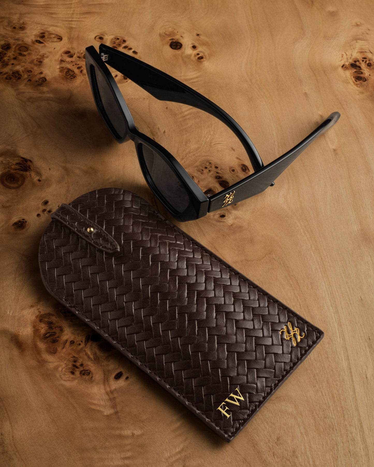 Glasses Sleeve in Woven Chocolate