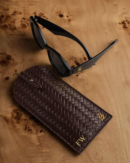 Glasses Sleeve in Woven Chocolate