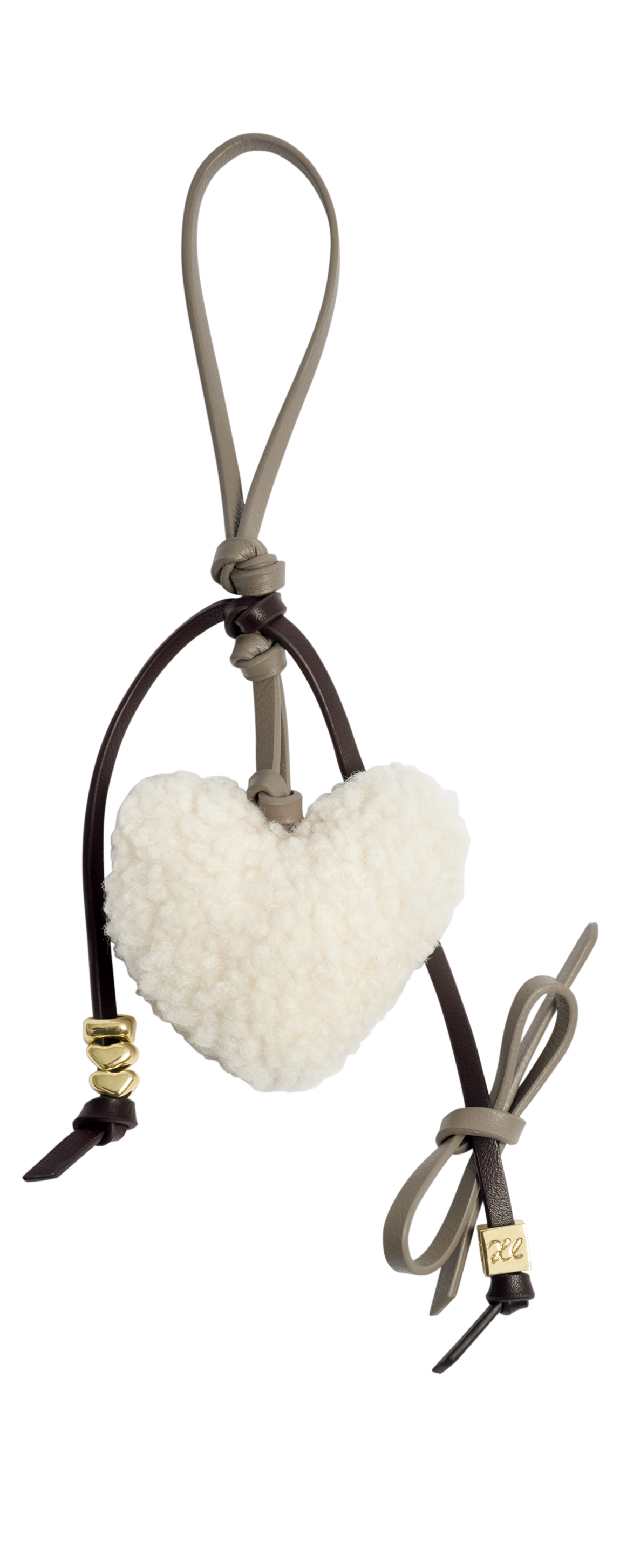 Borg Heart Bag Charm in Silver Mink