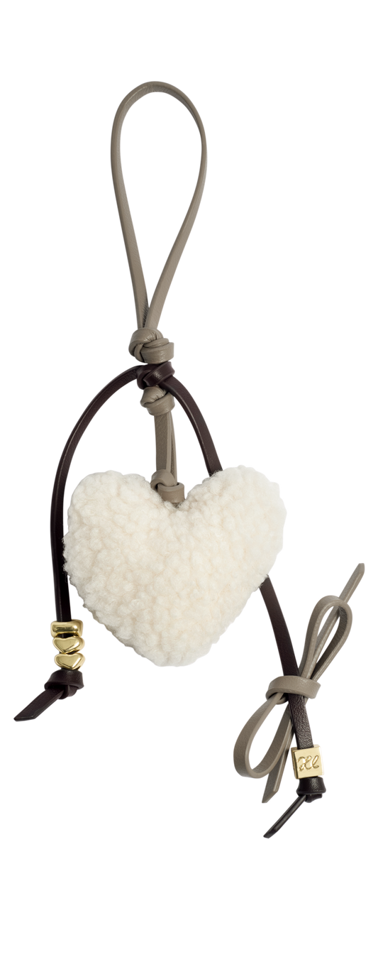 Borg Heart Bag Charm in Silver Mink